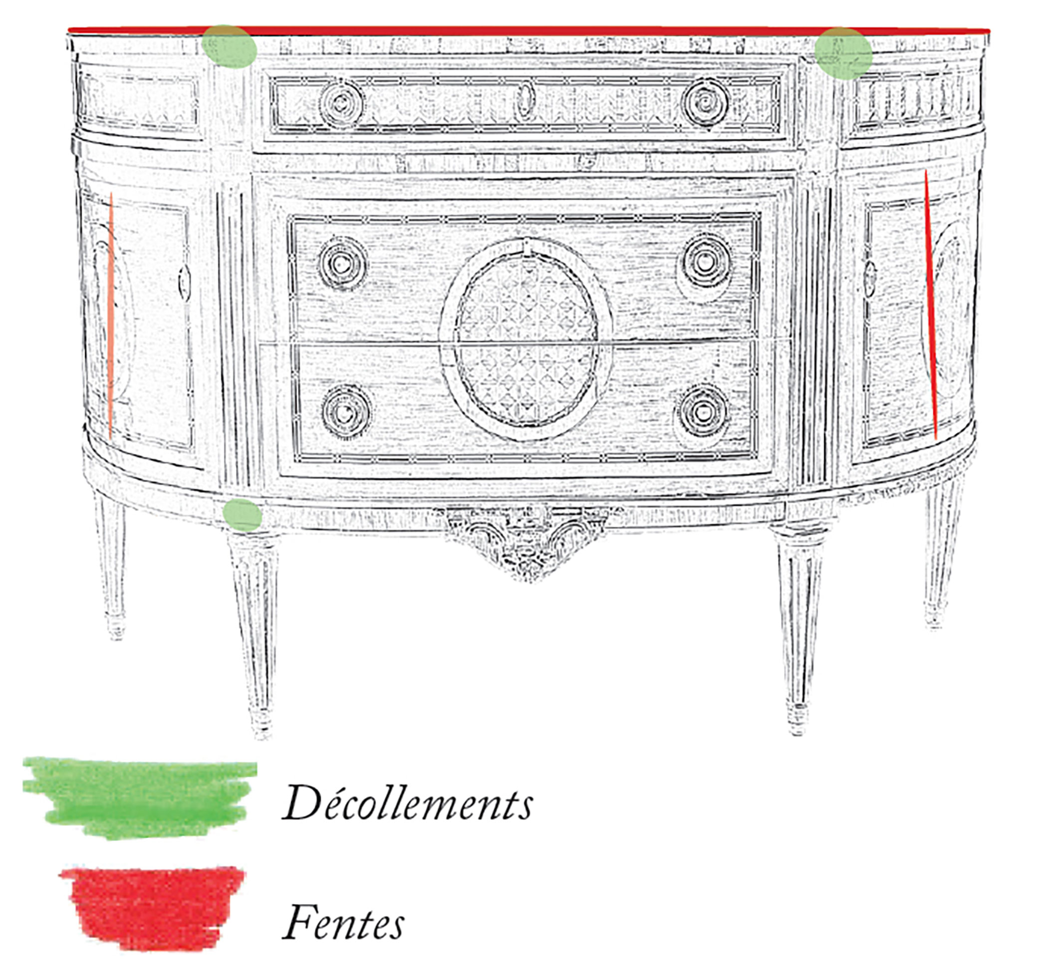 Restauration commode demi-lune d epoque Louis seize