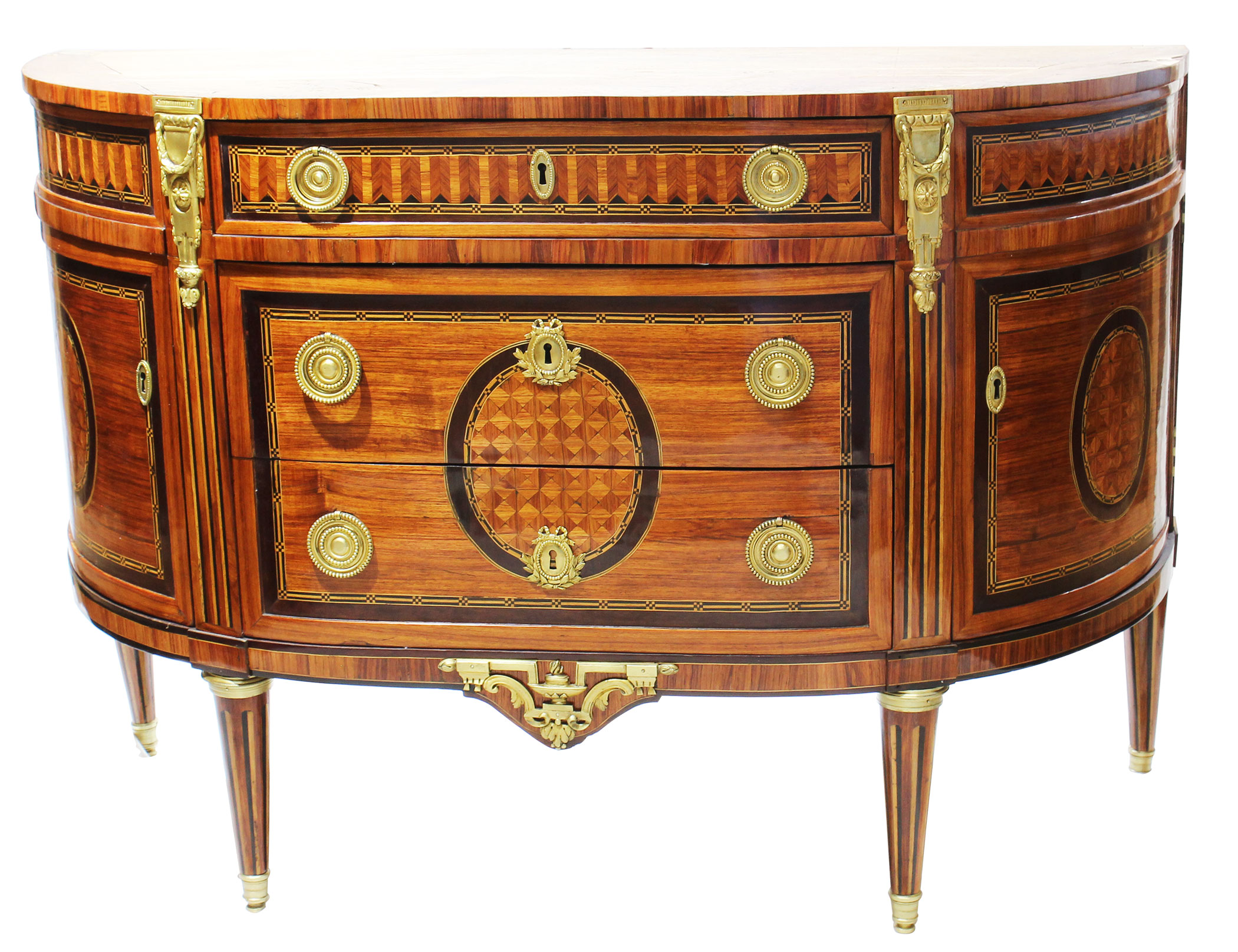 Restauration commode demi-lune d epoque Louis seize