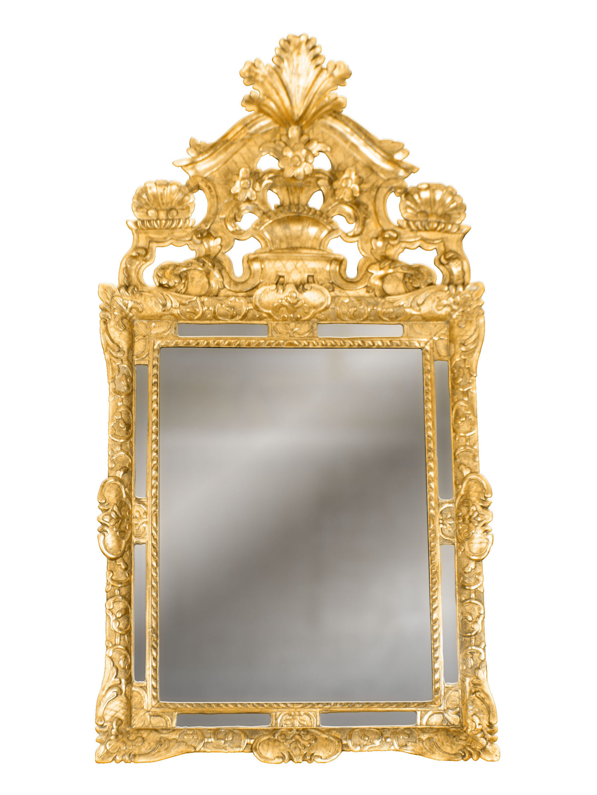 Miroir à parcloses doré Louis XIV